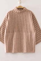 RIBBED KNIT MOCK NECK SWEATER