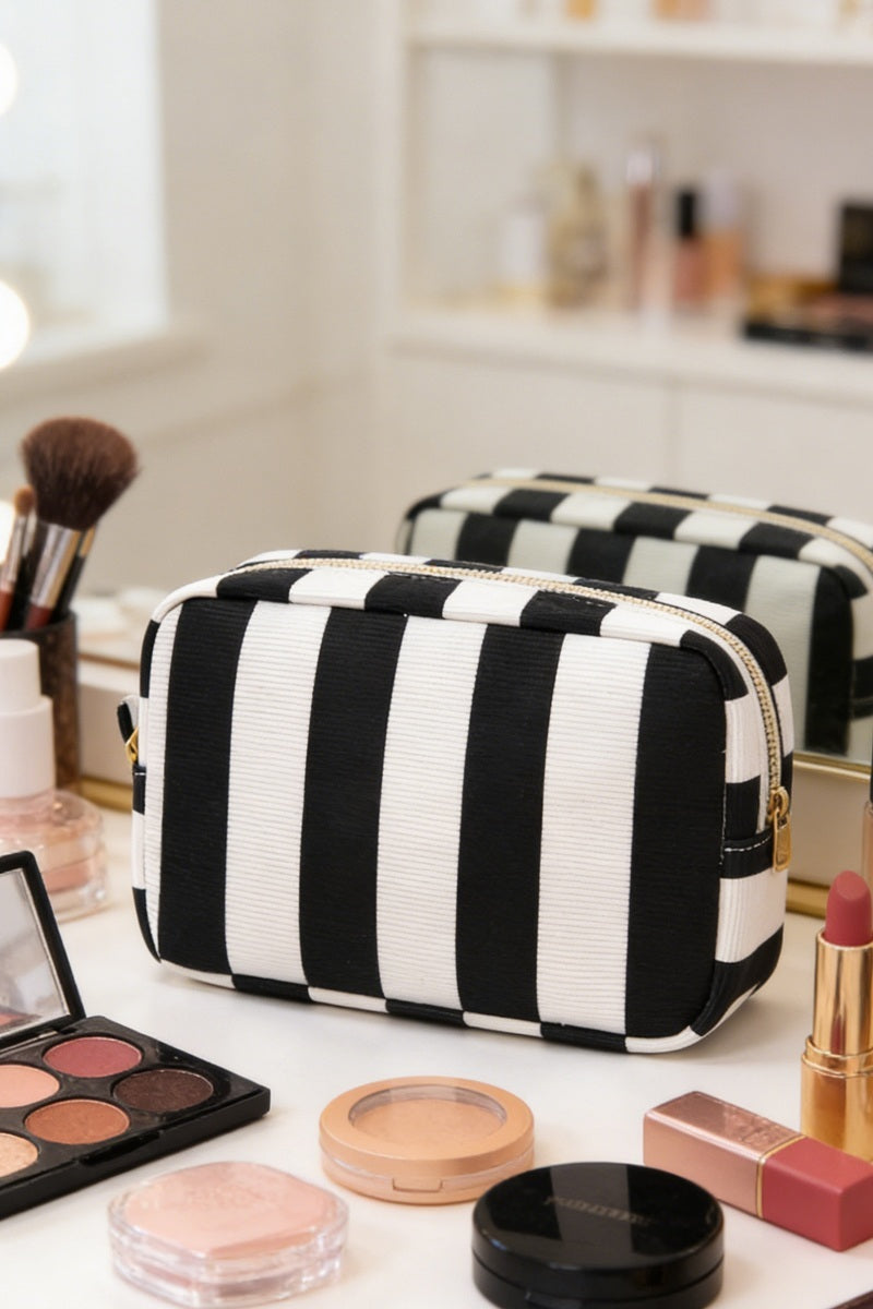 STRIPED COSMETIC TRAVEL POUCH