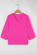 HOT PINK FRILLED CRINKLE BLOUSE