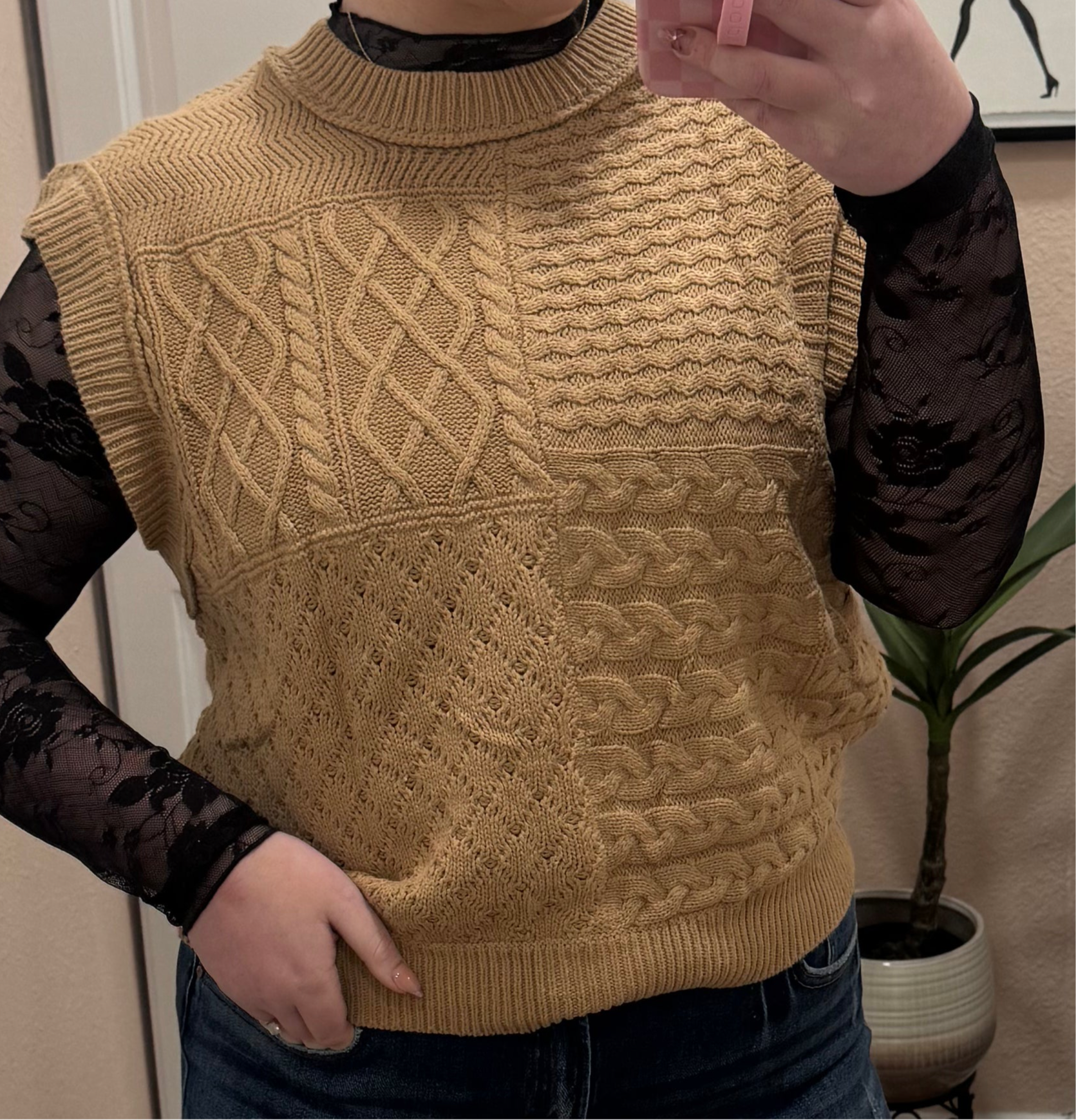 CABLE KNIT DOLMAN SWEATER VEST