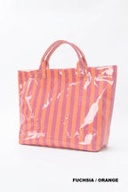 LARGE CAPACITY STRIPED PVC TOTE BAG