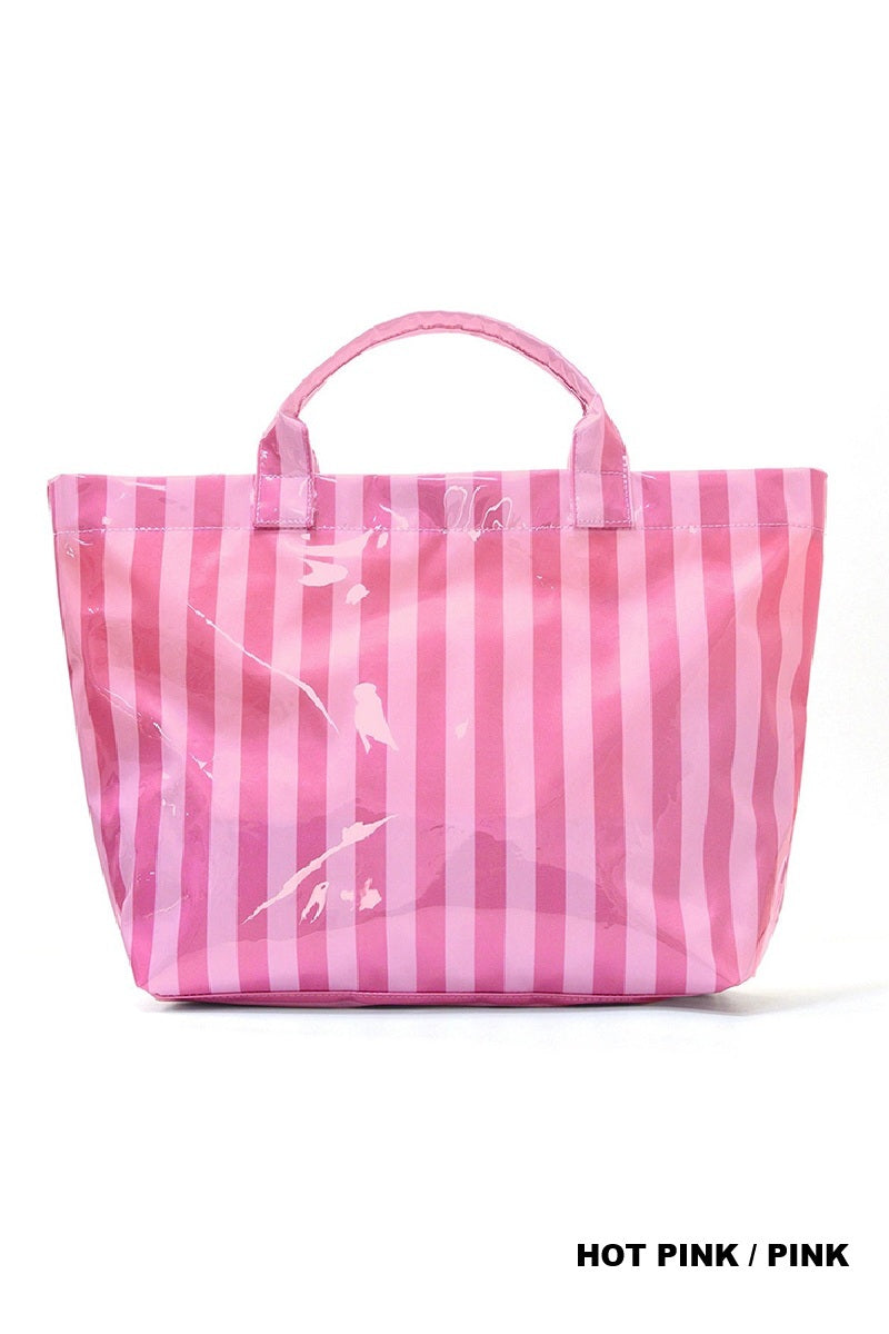 LARGE CAPACITY STRIPED PVC TOTE BAG