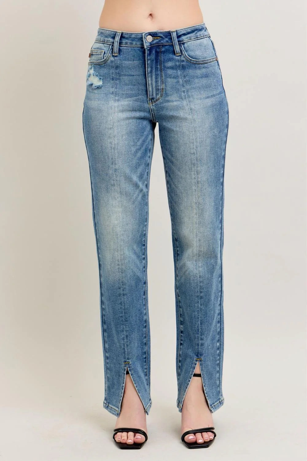 JUDY BLUE HW VINTAGE FRONT SEAM/SLIT SLIM-STRAIGHT