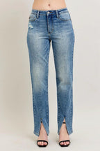 JUDY BLUE HW VINTAGE FRONT SEAM/SLIT SLIM-STRAIGHT