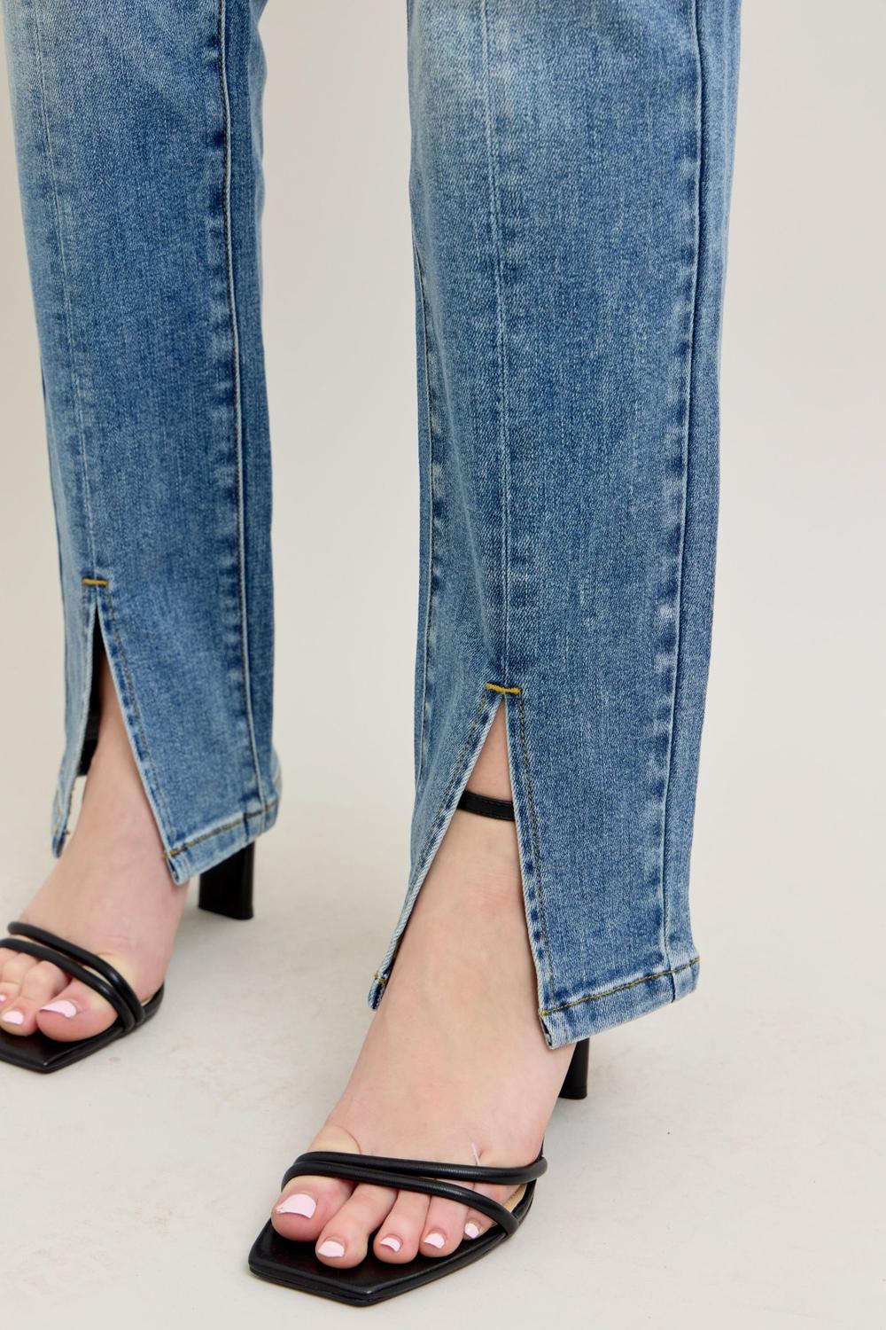 JUDY BLUE HW VINTAGE FRONT SEAM/SLIT SLIM-STRAIGHT