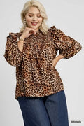 UMGEE LEOPARD RUFFLE 3/4 SLEEVE