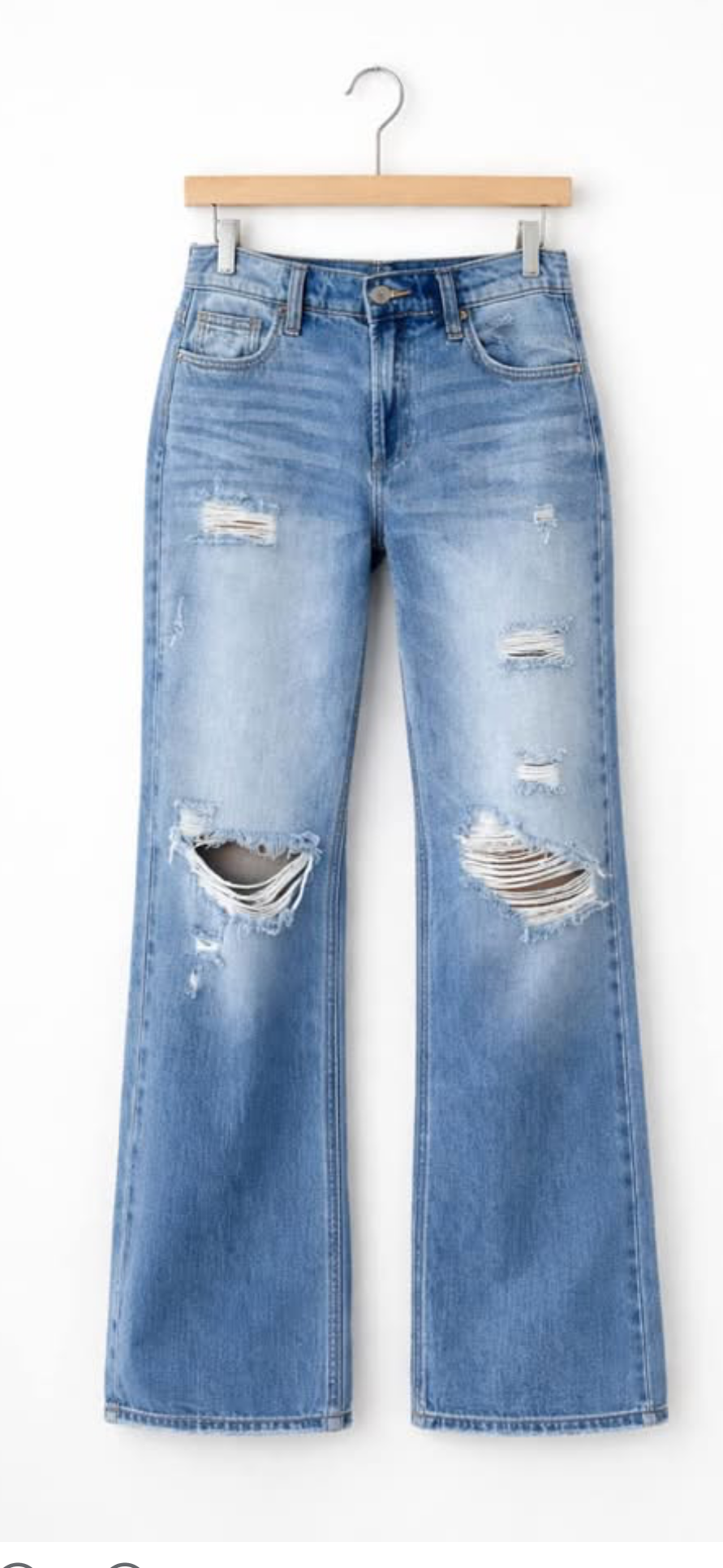 MIDRISE DISTRESSED STRAIGHT LEG JEANS