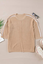 BEIGE CONTRAST CREW NECK