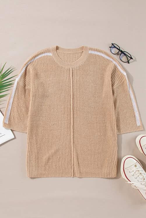 BEIGE CONTRAST CREW NECK