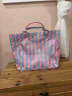 LARGE CAPACITY STRIPED PVC TOTE BAG