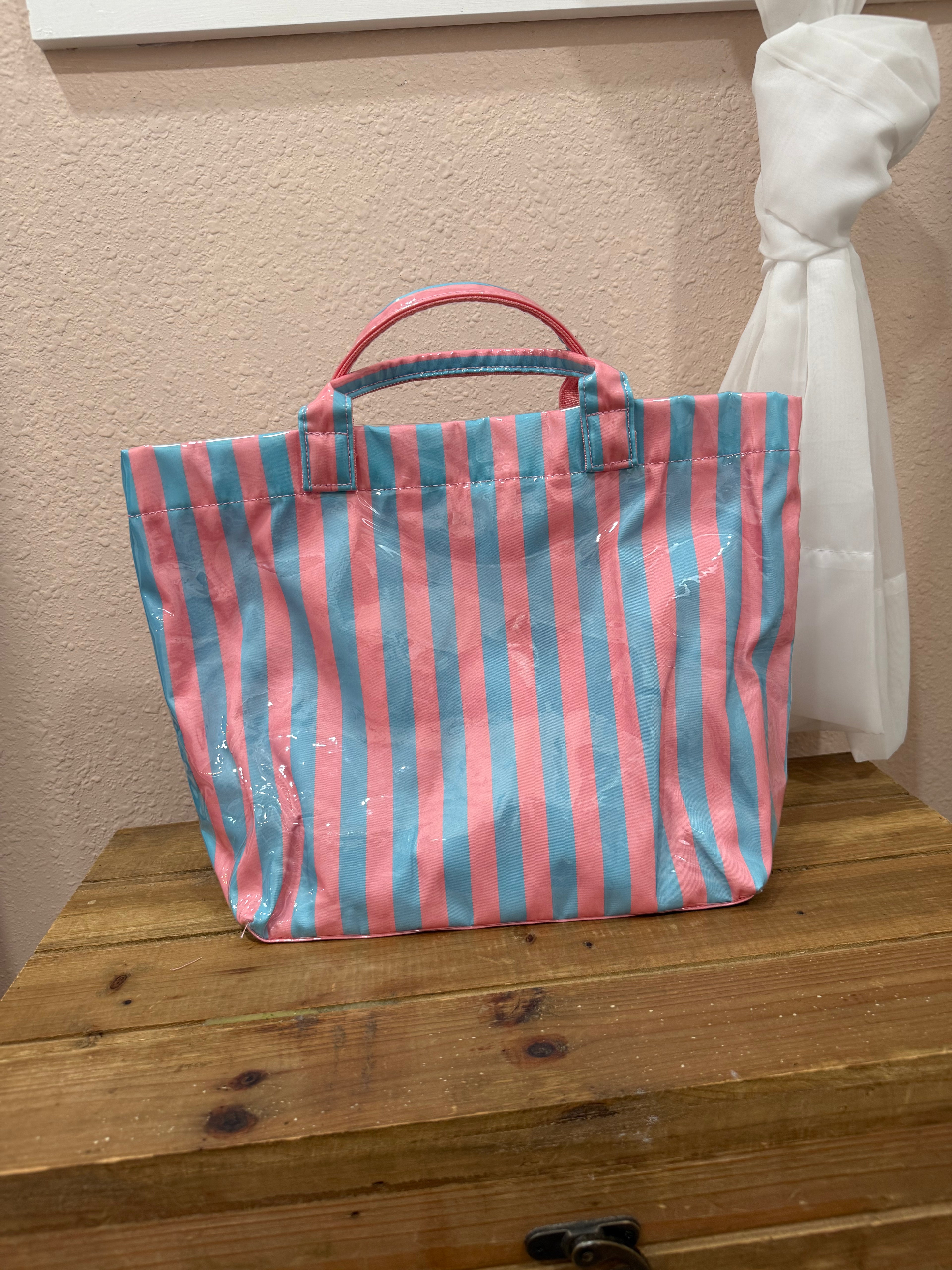 LARGE CAPACITY STRIPED PVC TOTE BAG
