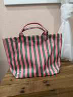 LARGE CAPACITY STRIPED PVC TOTE BAG