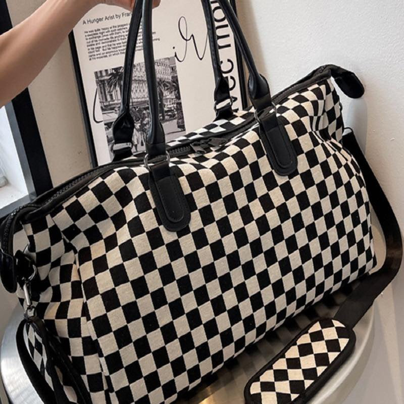 CHECKERED CANVAS WEEKENDER DUFFLE BAG
