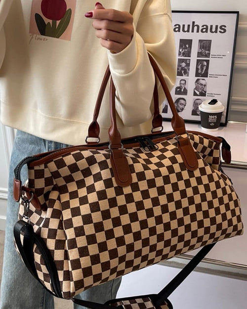 CHECKERED CANVAS WEEKENDER DUFFLE BAG