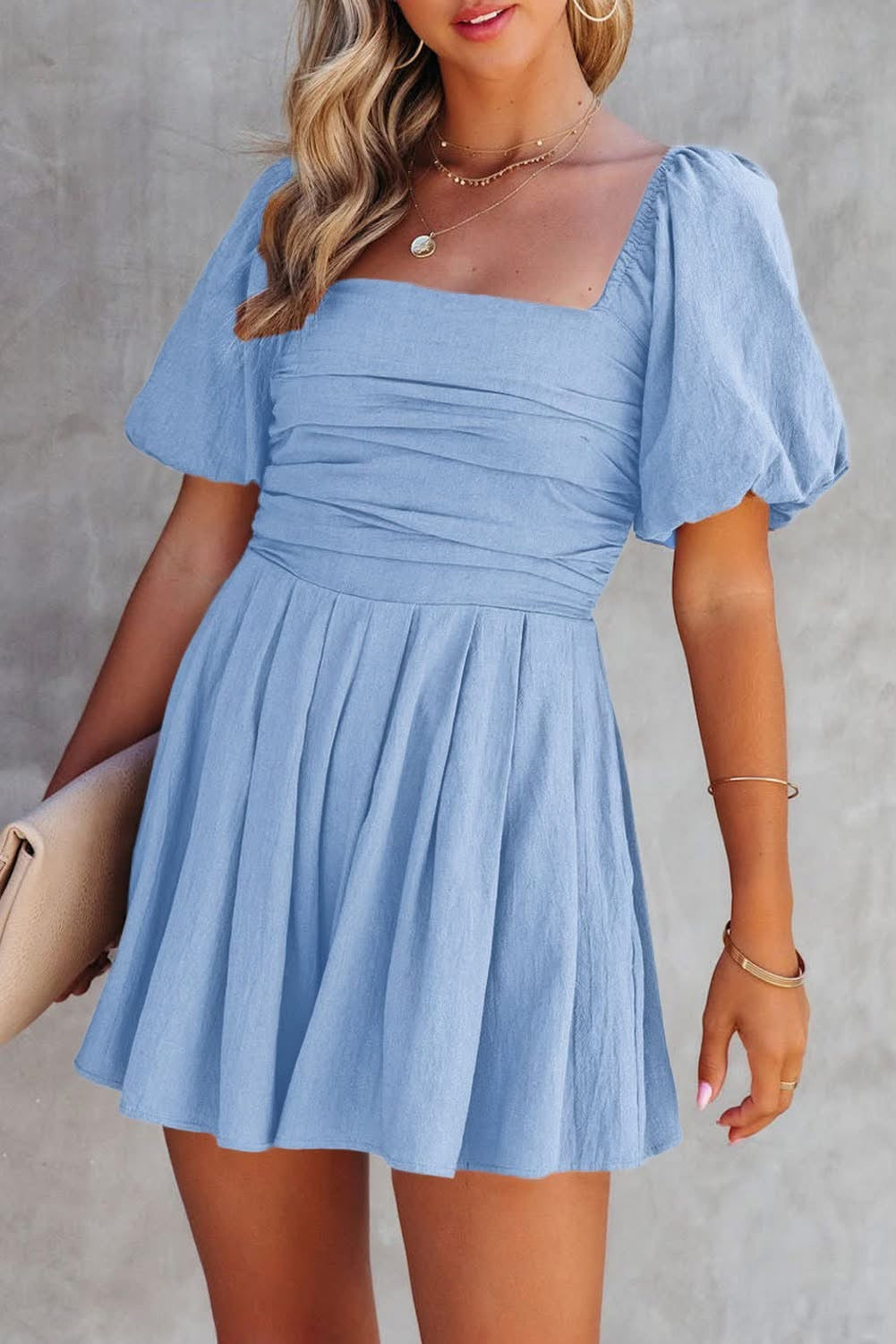 BLUE SQUARE NECK ROMPER