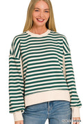 PREMIUM FLEECE STRIPED OVERSIZED SWEATSHIRTS