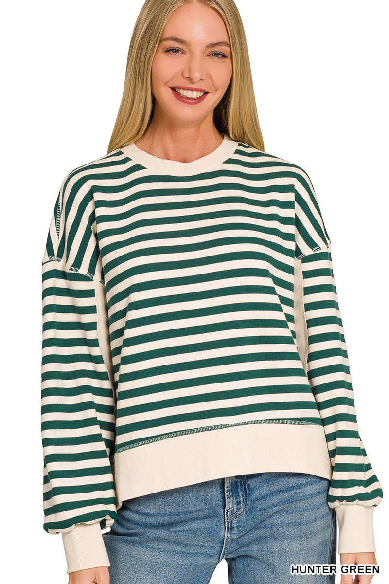 PREMIUM FLEECE STRIPED OVERSIZED SWEATSHIRTS
