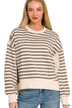PREMIUM FLEECE STRIPED OVERSIZED SWEATSHIRTS