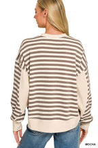 PREMIUM FLEECE STRIPED OVERSIZED SWEATSHIRTS