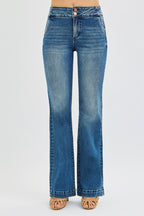 RISEN TUMMY CONTROL HIGH RISE BOOTCUT LEG DOUBLE BUTTON-DOWN