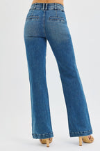 RISEN TUMMY CONTROL HIGH RISE BOOTCUT LEG DOUBLE BUTTON-DOWN