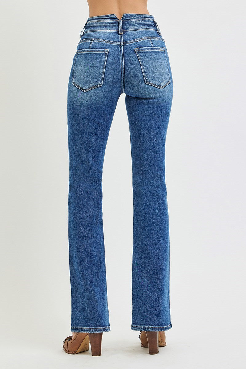 RISEN MID RISE BOOTCUT FRONT AND BACK YOKE DETAIL JEANS