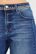 RISEN SLOUCHY CROPPED BARREL JEANS WITH EMBROIDERED DETAILS