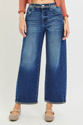 RISEN SLOUCHY CROPPED BARREL JEANS WITH EMBROIDERED DETAILS