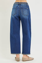RISEN SLOUCHY CROPPED BARREL JEANS WITH EMBROIDERED DETAILS