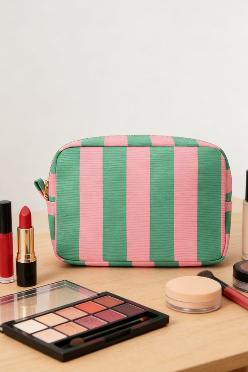 STRIPED COSMETIC TRAVEL POUCH