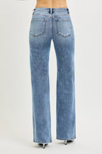 RISEN TUMMY CONTROL MID RISE STRAIGHT JEANS