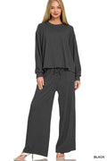 RAISED RIB PULLOVER AND PANTS SET