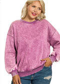 PLUS SIZE ACID WASHED FLEECE OVERSIZED