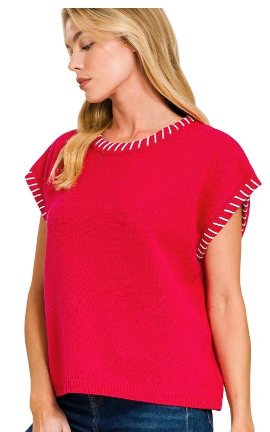 STITCH DETAILED OVERSIZED SWEATER VEST