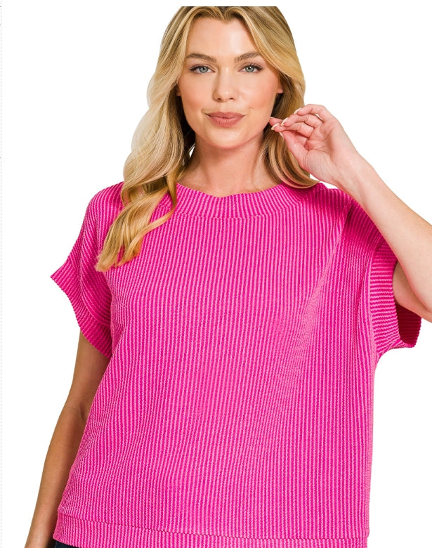 RASIED RIBBED CAP SLEEVE TOP