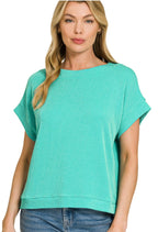 RASIED RIBBED CAP SLEEVE TOP