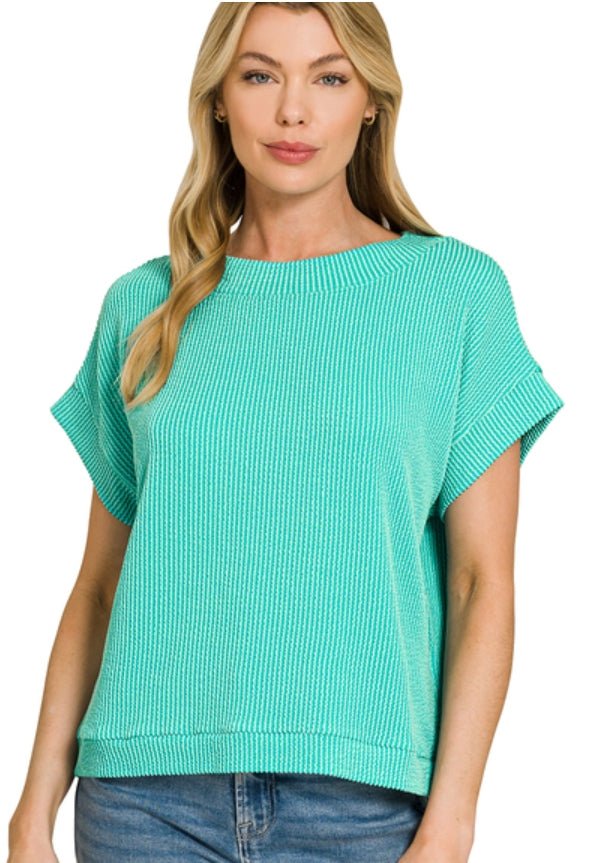 RASIED RIBBED CAP SLEEVE TOP