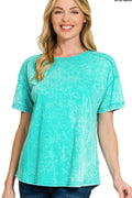 ACID WASHED ROUND NECK TEE
