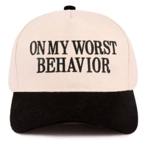 ON MY WORST BEHAVIOR CANVAS HAT