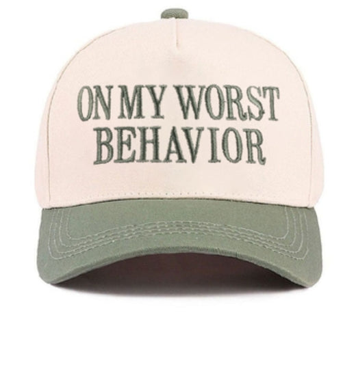 ON MY WORST BEHAVIOR CANVAS HAT