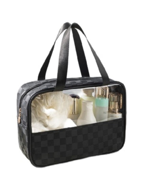 CHECKERED PATTERN TRAVEL CLEAR BAG