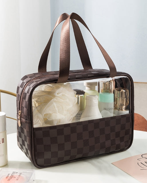 CHECKERED PATTERN TRAVEL CLEAR BAG