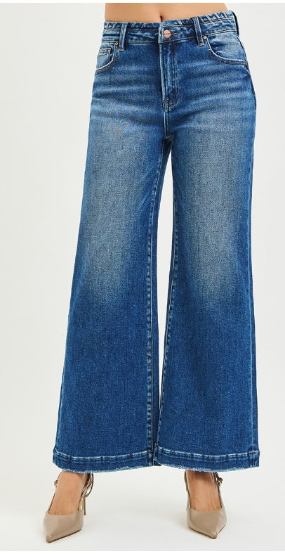 RISEN HIGH RISE WIDE JEANS WITH WAISTBAND SEAM DETAIL