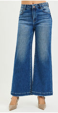 RISEN HIGH RISE WIDE JEANS WITH WAISTBAND SEAM DETAIL