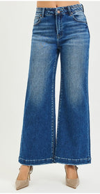 RISEN HIGH RISE WIDE JEANS WITH WAISTBAND SEAM DETAIL
