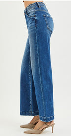 RISEN HIGH RISE WIDE JEANS WITH WAISTBAND SEAM DETAIL