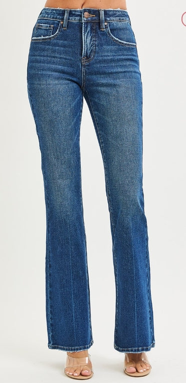 RISEN TUMMY CONTROL 4 WAY STRETCH HIGH RISE FLARE JEANS
