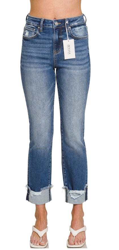 CUFFED SKINNY DENIM PANTS