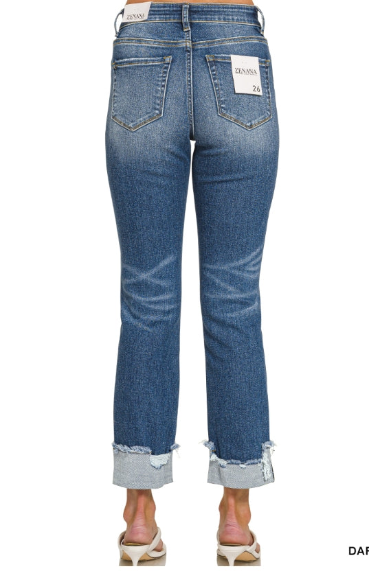 CUFFED SKINNY DENIM PANTS