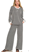 RAISED RIB STRIPED PULLOVER AND PANTS SET